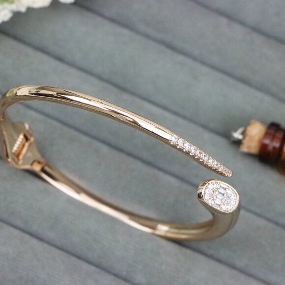 Rose Gold Designer Bangle with Diamond Accents, XPBL0599 - Picture 11 of 12